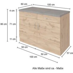 Held Möbel Unterschrank Sorrento 100x85x60 Cm 2 Tür. 2 Schubk. + Boden Wotan. 18 Held Möbel Unterschrank Sorrento 100x85x60 Cm 2 Tür. 2 Schubk. + Boden Wotan. -KüchenTraum 853803 11016600 4