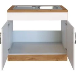 Held Möbel Spülenschrank Sorrento BxHxT 100x85x60 Cm 2 Türen Weiß-Wotaneiche -KüchenTraum 853804 11016600 3