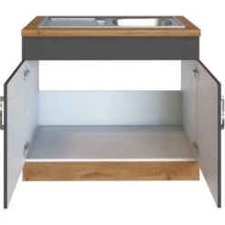Held Möbel Spülenschrank Sorrento B100 X H85 X T60 Cm 2Türen Anthraz.-Wotaneiche -KüchenTraum 853807 11016600 3
