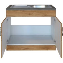 Held Möbel Spülenschrank Sorrento B100 X H85 X T60 Cm 2 Türen Wotaneiche -KüchenTraum 853819 11016600 3