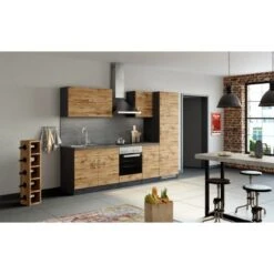 Held Möbel Spülenschrank Sorrento B100 X H85 X T60 Cm 2 Türen Wotaneiche-Grafit -KüchenTraum 853821 11016600 13