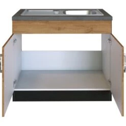 Held Möbel Spülenschrank Sorrento B100 X H85 X T60 Cm 2 Türen Wotaneiche-Grafit -KüchenTraum 853821 11016600 3