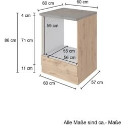 Held Möbel Herdumbau Sorrento B60 X H85 X T60 Cm Nische F. Ofen Weiß-Wotaneiche -KüchenTraum 853833 11016600 3