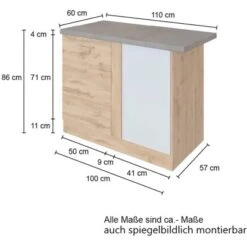 Held Möbel Eckunterschrank Sorrento 110 X 85 X 60 Cm M. Tür + EL-Boden Wotaneic. -KüchenTraum 853845 11016600 4