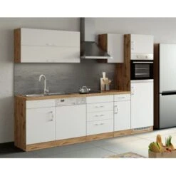 Held Möbel Ofen-Kühlschrankumbau Sorrento B60 X H200 X T60 Cm Weiß-Wotaneiche -KüchenTraum 853869 11016600 10