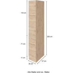 Held Möbel Apothekerschrank Sorrento 30x 200x 60 Cm 2 Ausz. 5 Fäch. Weiß-Wotan. -KüchenTraum 853930 11016600 4