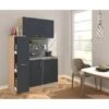Respekta Miniküche 130 Cm Grau-Eiche Sägerau Nachbildung