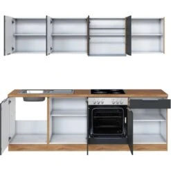 Held Möbel Küchenzeile 240 Cm Matt Grau-Wotaneiche -KüchenTraum 869 11016600 1001.6293 2 4