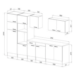 Respekta Küchenzeile KB330EYSMIGKE 330 Cm Schwarz-Eiche York Nachbildung -KüchenTraum 9101 skizze kb330ey mi gke