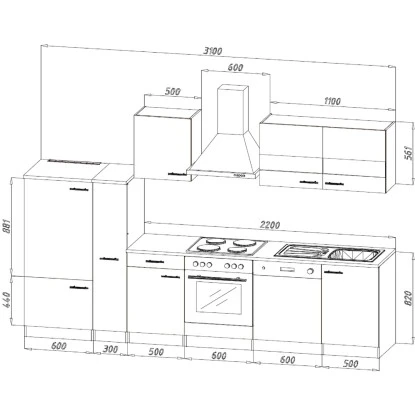 Respekta Economy Küchenzeile KB310WWBSC 310 Cm Weiß-Beton Optik 7 Respekta Economy Küchenzeile KB310WWBSC 310 Cm Weiß-Beton Optik – Bild 5