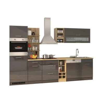 Held Möbel Küchenzeile Mailand 310 Cm Grau Hochglanz-Grau Matt Mit E-Geräten 5 Held Möbel Küchenzeile Mailand 310 Cm Grau Hochglanz-Grau Matt Mit E-Geräten – Bild 3