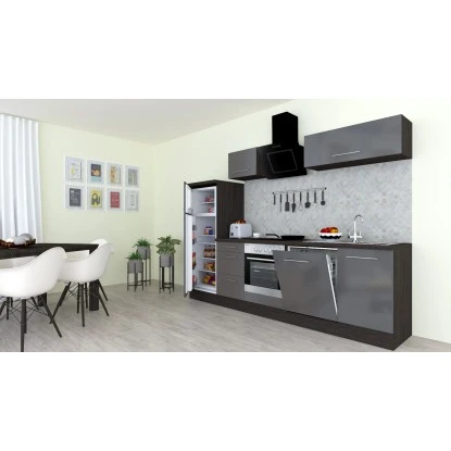 Respekta Premium Küchenzeile 280 Cm Grau Hochglanz-Eiche Grau 16 Respekta Premium Küchenzeile 280 Cm Grau Hochglanz-Eiche Grau – Bild 14
