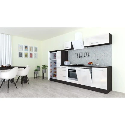 Respekta Premium Küchenzeile 310 Cm Weiß Hochglanz-Eiche Grau 10 Respekta Premium Küchenzeile 310 Cm Weiß Hochglanz-Eiche Grau – Bild 8