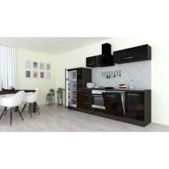 Respekta Premium Küchenzeile 310 Cm Schwarz Hochglanz-Eiche Grau -KüchenTraum 927883 4384 1