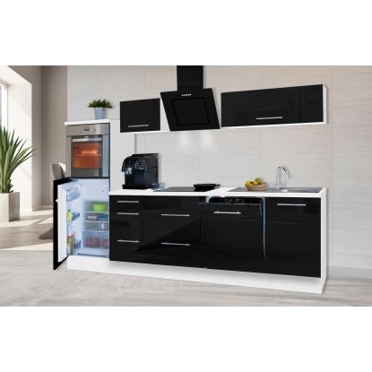 Respekta Premium Küchenzeile 280 Cm Hochbau Schwarz Hochglanz-Weiß 6 Respekta Premium Küchenzeile 280 Cm Hochbau Schwarz Hochglanz-Weiß – Bild 4
