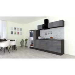 Respekta Premium Küchenzeile 300 Cm Hochbau Grau Hochglanz-Eiche Grau -KüchenTraum 928000 4384 1