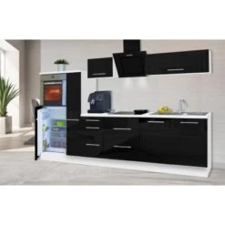 Respekta Premium Küchenzeile 300 Cm Hochbau Schwarz Hochglanz-Weiß -KüchenTraum 9280124 2929 RP300HWS 1