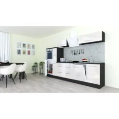 Respekta Premium Küchenzeile 310 Cm Hochbau Weiß Hochglanz-Eiche Grau -KüchenTraum 928014 4384 1