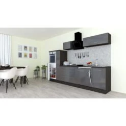 Respekta Premium Küchenzeile 310 Cm Hochbau Grau Hochglanz-Eiche Grau -KüchenTraum 928017 4384 1
