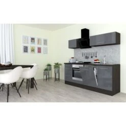 Respekta Premium Küchenzeile 220 Cm Grau Hochglanz-Eiche Grau 16 Respekta Premium Küchenzeile 220 Cm Grau Hochglanz-Eiche Grau -KüchenTraum 928046 4384 1
