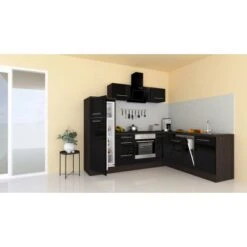 Respekta Premium Winkelküche 260 X 200 Cm Schwarz Hochglanz-Eiche Grau -KüchenTraum 928100 4384 1