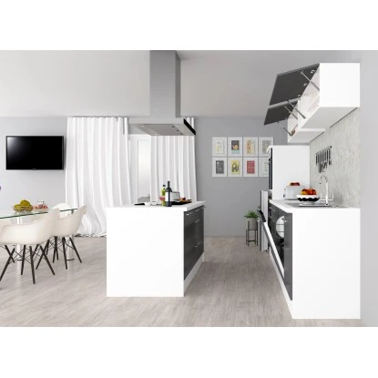 Respekta Premium Inselküche 280 Cm Grau Hochglanz-Weiß 6 Respekta Premium Inselküche 280 Cm Grau Hochglanz-Weiß – Bild 4