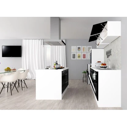 Respekta Premium Inselküche 280 Cm Schwarz Hochglanz-Weiß 6 Respekta Premium Inselküche 280 Cm Schwarz Hochglanz-Weiß – Bild 4