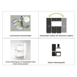 Marinelli Cucine Küchenzeile Nina 255 Cm Betonoptik Dunkelgrau - Weiß -KüchenTraum 9344912 2657 Bozza7