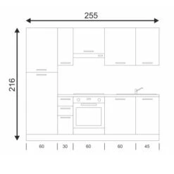 Marinelli Cucine Küchenzeile Nina 255 Cm Betonoptik Dunkelgrau - Weiß -KüchenTraum 9344912 VM01