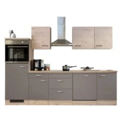 Flex-Well Küchenzeile Arizona 280 Cm Quarz-Cubanit - San Remo Eiche Hell -KüchenTraum 9426263 4051 S01