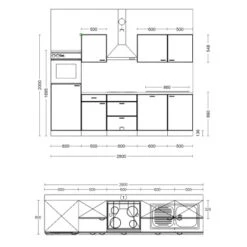 Flex-Well Küchenzeile Arizona 280 Cm Quarz-Cubanit - San Remo Eiche Hell -KüchenTraum 9426263 4051 VM01