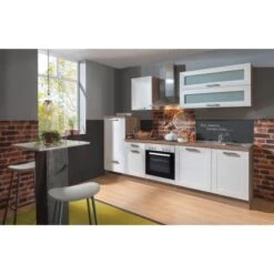 Menke Küchenzeile Artisan Premium 280 Cm Landhaus Weiß Artisan-Eiche Nachbildung