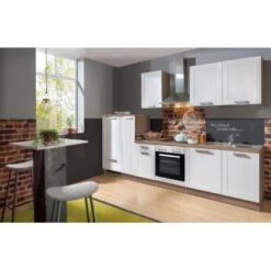 Menke Küchenzeile Artisan Premium 300 Cm Landhaus Weiß Artisan-Eiche Nachbildung