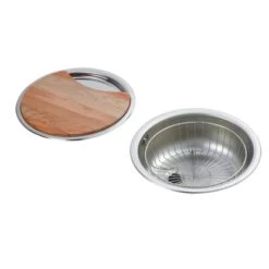 Rundbecken-Set Edelstahl Mit Korb Und Brett -KüchenTraum 951117 picture 2