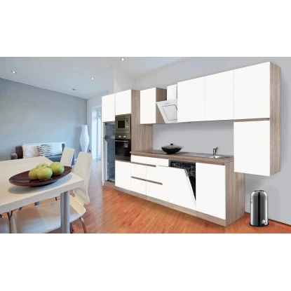 Respekta Premium Küchenzeile Grifflos 395 Cm Weiß Matt-Eiche Sägerau 20 Respekta Premium Küchenzeile Grifflos 395 Cm Weiß Matt-Eiche Sägerau – Bild 18