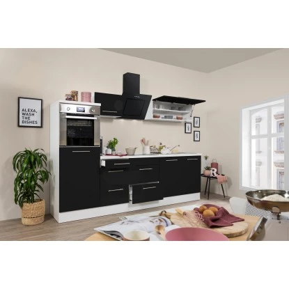 Respekta Premium Küchenzeile 270 Cm Hochbau Schwarz Hochglanz-Weiß 3 Respekta Premium Küchenzeile 270 Cm Hochbau Schwarz Hochglanz-Weiß