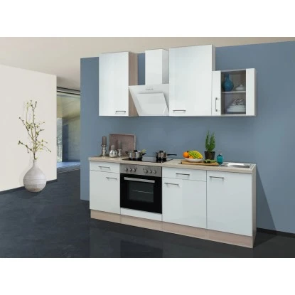 Flex-Well Exclusiv Küchenzeile Abaco 220 Cm Perlmutt Glänzend-Akazie Nachbildung 3 Flex-Well Exclusiv Küchenzeile Abaco 220 Cm Perlmutt Glänzend-Akazie Nachbildung