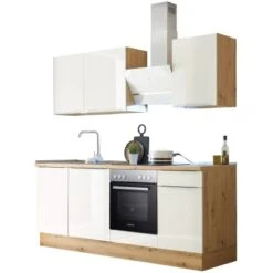 Respekta Küchenzeile Marleen 220 Cm Artisan-Eiche Weiß Hochglanz -KüchenTraum 979890 4384 3