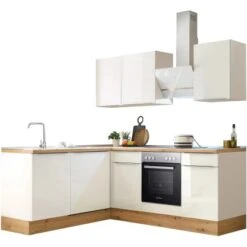 Respekta Küchenzeile Marleen 220 Cm Artisan-Eiche Weiß Winkel -KüchenTraum 980034 4384 4