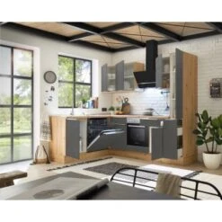 Respekta Küchenzeile Marleen 250 Cm Artisan-Eiche Grau Matt Winkel -KüchenTraum 980035 4384 3