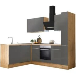 Respekta Küchenzeile Marleen 250 Cm Artisan-Eiche Grau Matt Winkel -KüchenTraum 980035 4384 4