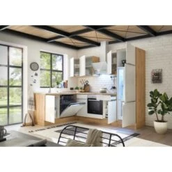 Respekta Küchenzeile Marleen 280 Cm Artisan-Eiche Weiß Hochglanz Winkel -KüchenTraum 980048 4384 3