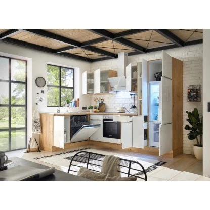 Respekta Küchenzeile Marleen 310 Cm Artisan-Eiche Weiß Hochglanz Winkel 5 Respekta Küchenzeile Marleen 310 Cm Artisan-Eiche Weiß Hochglanz Winkel – Bild 3