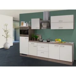 Flex-Well Exclusiv Küchenzeile Eico 270 Cm Magnolienweiß-Tennessee Eiche NB