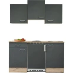 Flex-Well Exclusiv Singleküche Morena 150 Cm Basaltgrau Matt-San Remo Eiche Hell -KüchenTraum G1501001000Morena zoomfrei