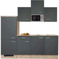 Flex-Well Exclusiv Küchenzeile Morena 210 Cm Basaltgrau Matt-San Remo Eiche Hell -KüchenTraum G2101602002Morenazoomfrei
