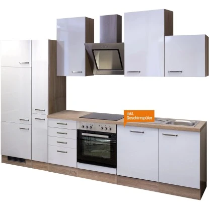 Flex-Well Exclusiv Küchenzeile Valero 310 Cm Hochglanz Weiß-Sonoma Eiche 6 Flex-Well Exclusiv Küchenzeile Valero 310 Cm Hochglanz Weiß-Sonoma Eiche – Bild 4