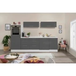Respekta Premium Inselküche 280 Cm Grau Hochglanz-Weiß 18 Respekta Premium Inselküche 280 Cm Grau Hochglanz-Weiß -KüchenTraum IWGC Detail Kuechenzeile 2