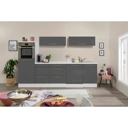 Respekta Premium Inselküche 280 Cm Grau Hochglanz-Weiß 5 Respekta Premium Inselküche 280 Cm Grau Hochglanz-Weiß – Bild 3