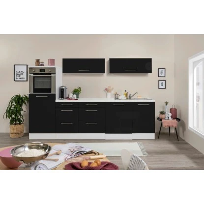 Respekta Premium Inselküche 280 Cm Schwarz Hochglanz-Weiß 5 Respekta Premium Inselküche 280 Cm Schwarz Hochglanz-Weiß – Bild 3